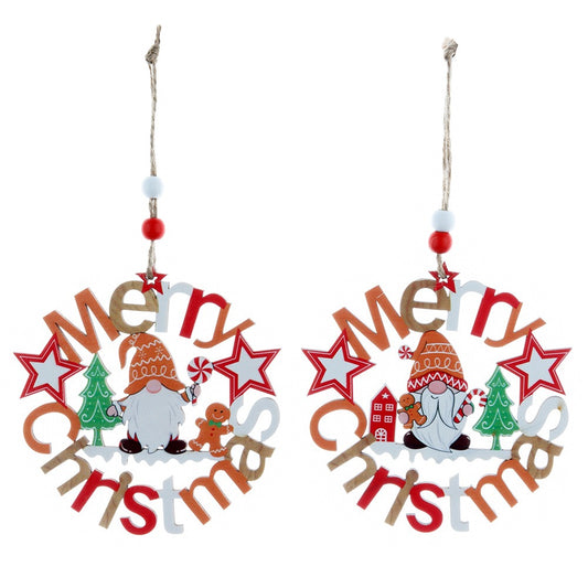 Gingerbread figurines and hollowed-out Santa Claus Christmas tree ornaments and gifts