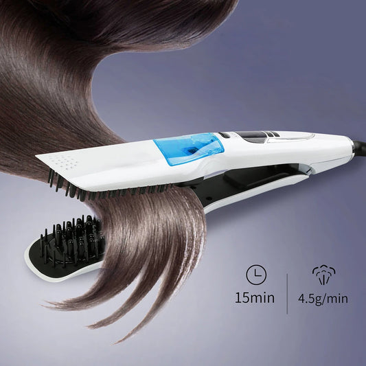 Hair straightener comb auto fast heating iron brush with clamp and massager tool
