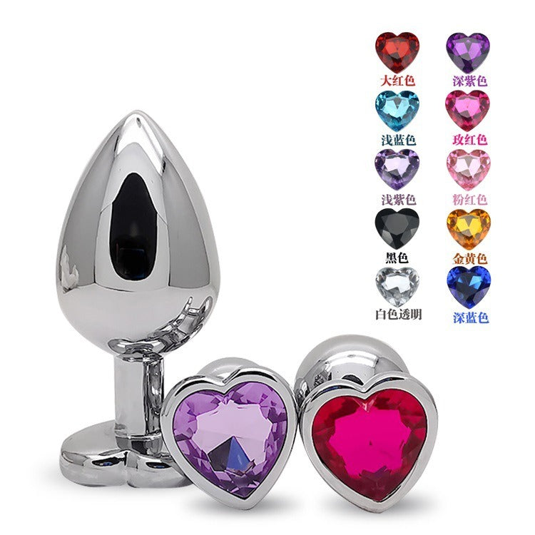 Heart-shaped stainless steel anal plug adult intimacy product for couples