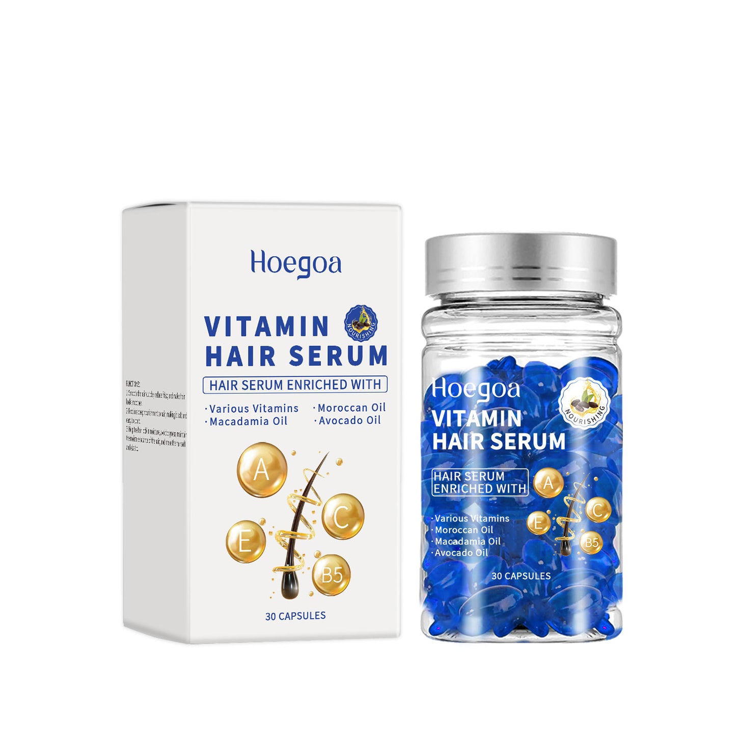 Hoegoa vitamin hair care essence capsules – nourish and repair frizzy hair, soft and glossy