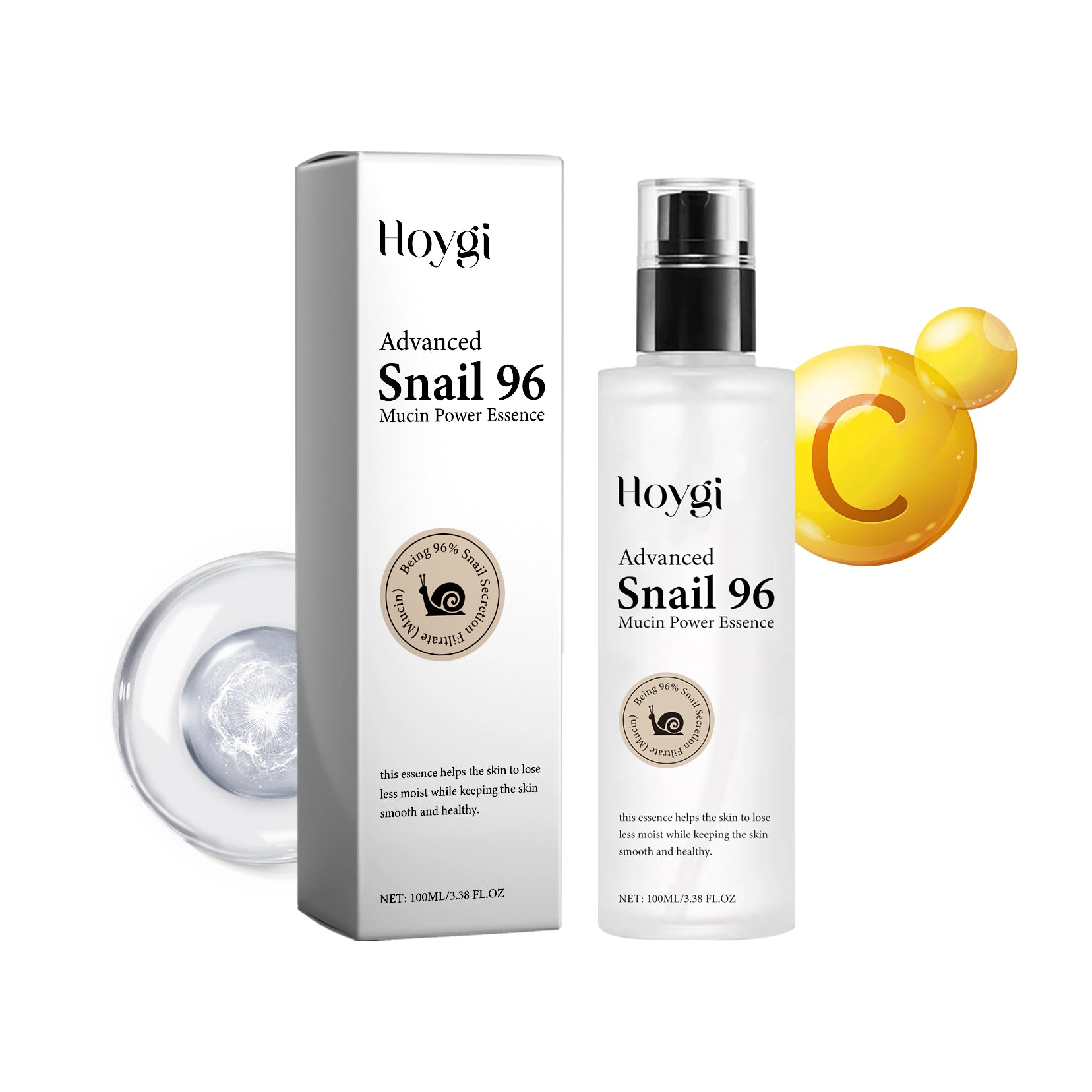 Hoygi snail mucin serum – nourishing facial essence for hydration and bright glow