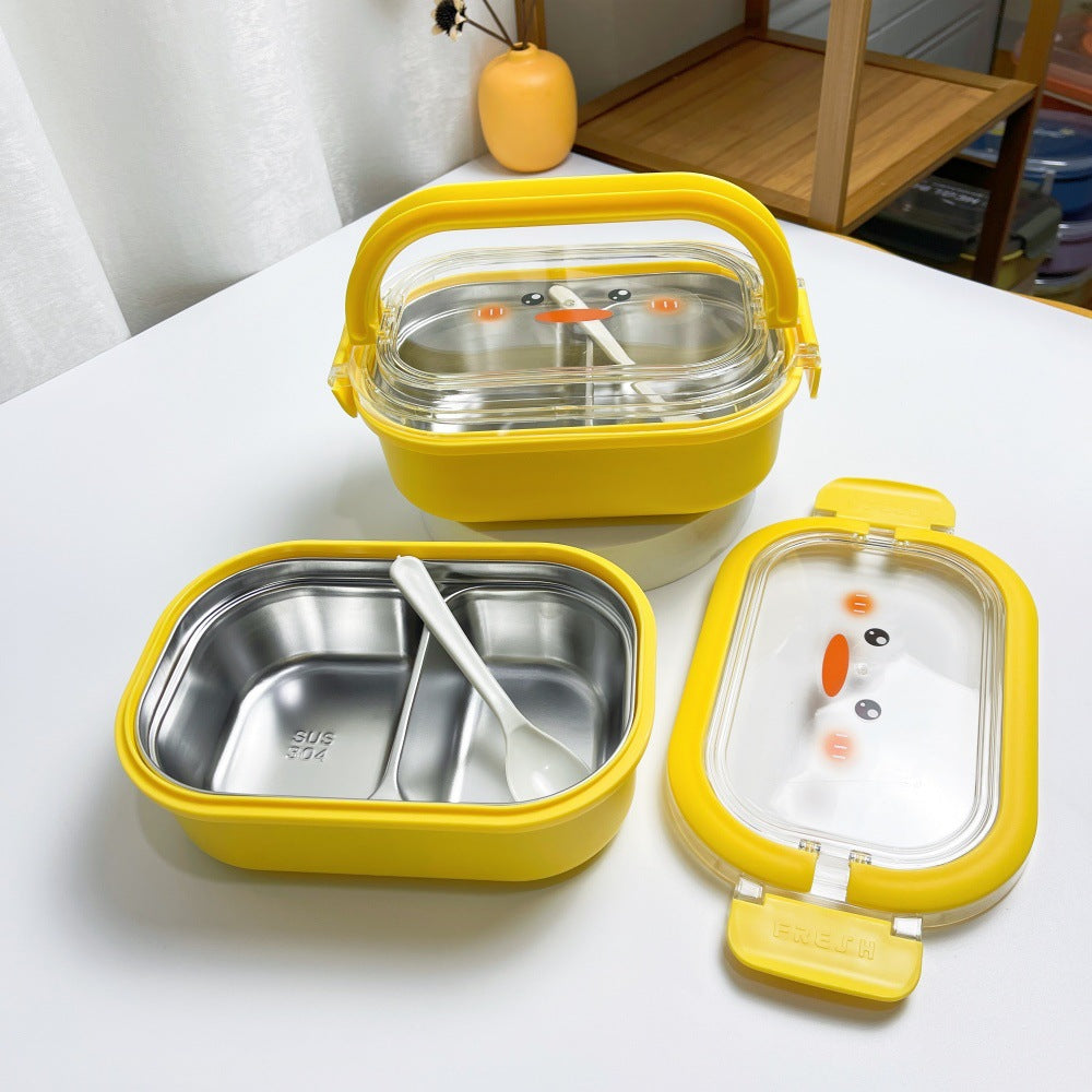 INS style cute large capacity compartment lunch box with foldable handle