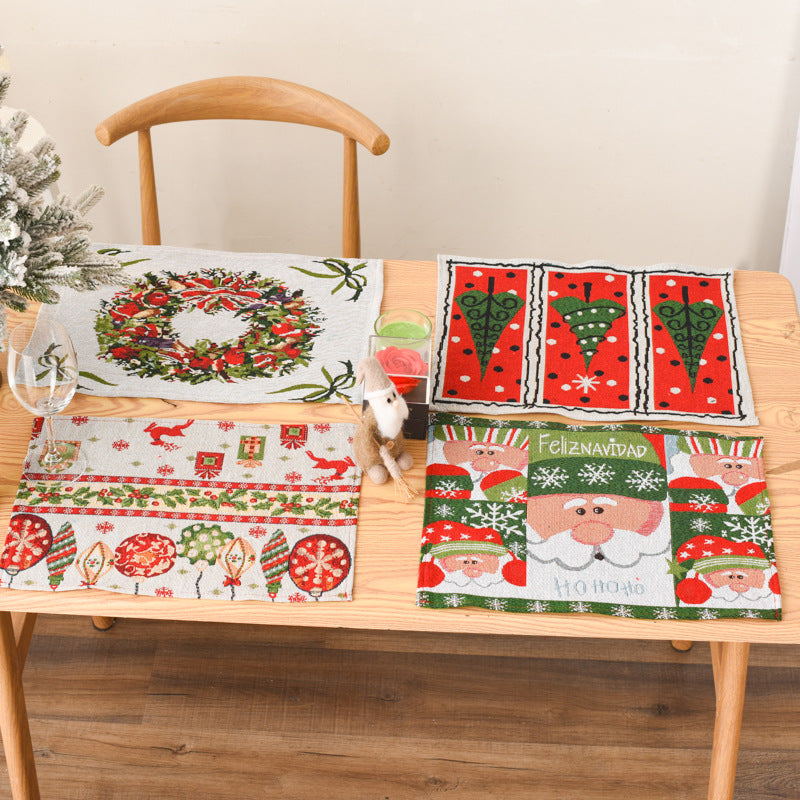 Knitted fabric Christmas meal mat and tablecloth with elderly tree decoration