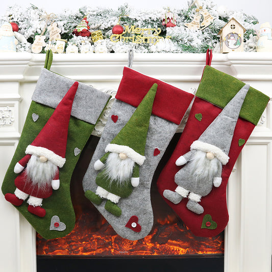 Large Santa and elk Christmas stockings gift holders for children and fireplace decorations