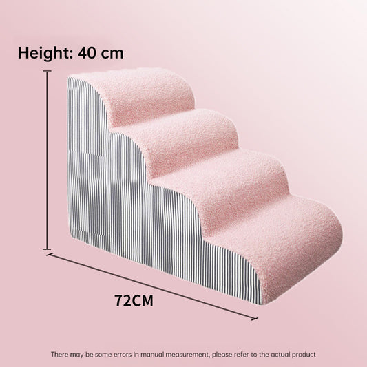 2/3/4-step pet stairs ramp washable non-slip memory foam removable cover for dogs and cats