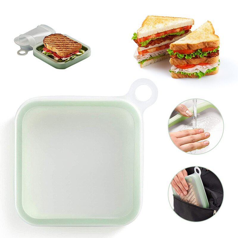 Portable reusable silicone sandwich lunch box soft toast case kitchen accessory for daily meals