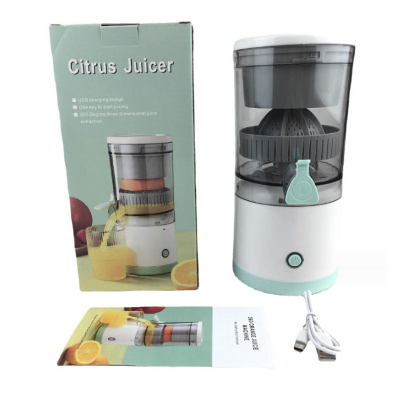 Portable USB rechargeable slow juicer for oranges, lemons and fruits – handy electric blender for home kitchens