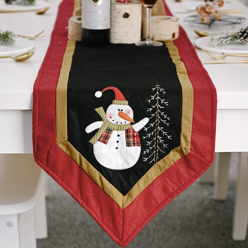 Red and black elderly snowman table flag non-woven Christmas table mat decoration
