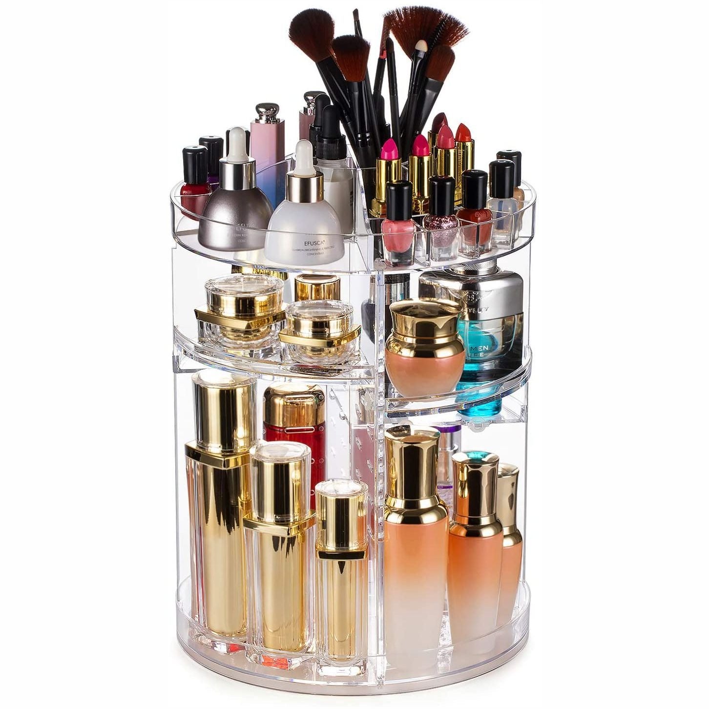 Rotating transparent cosmetic storage box 360 organiser for makeup and skincare