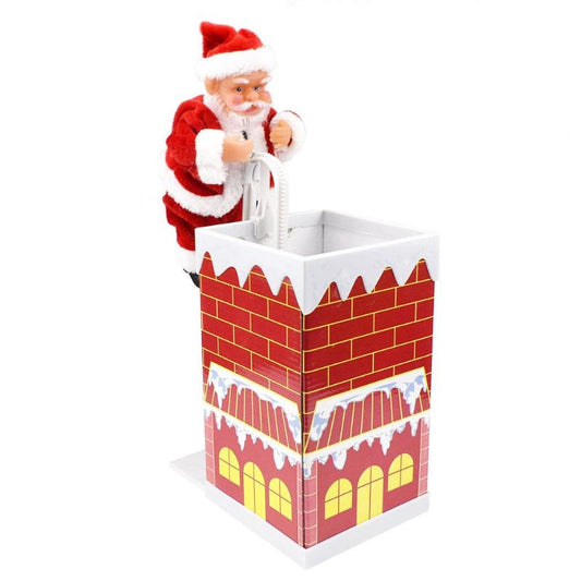 Santa Claus climbing chimney electric toy with music Christmas and New Year gifts