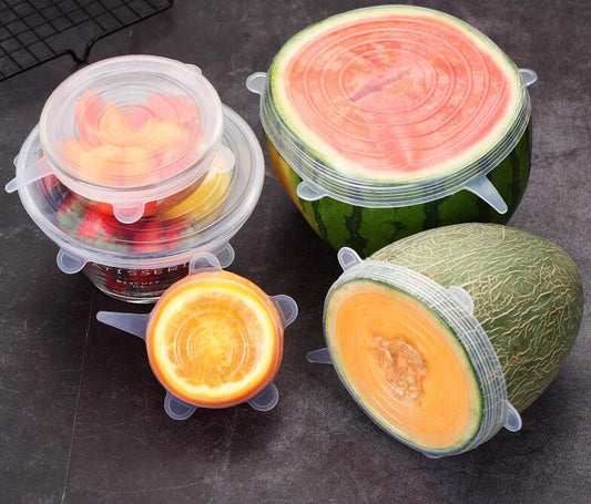 6PCS reusable silicone stretch lids universal food bowl covers for cookware and kitchen storage
