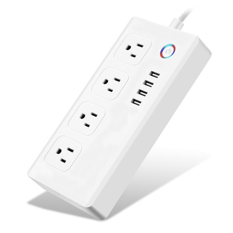 Smart WiFi power strip with 4 USB ports and 4 individually controlled AC plugs by Tuya