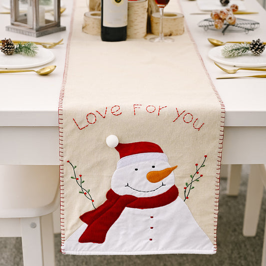 Elderly snowman linen table flags and placemats Christmas dining decorations