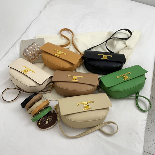 Women’s spring fashion crossbody shoulder saddle bag trendy underarm textured design