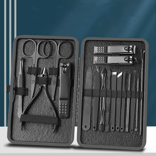 7/10/16/18 pcs stainless steel manicure and pedicure nail clipper set with scissors and ear spoon household grooming tools
