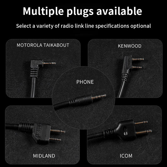Tactical U94 V2 PTT headphone adapter with various plugs for tactical headsets and communication devices