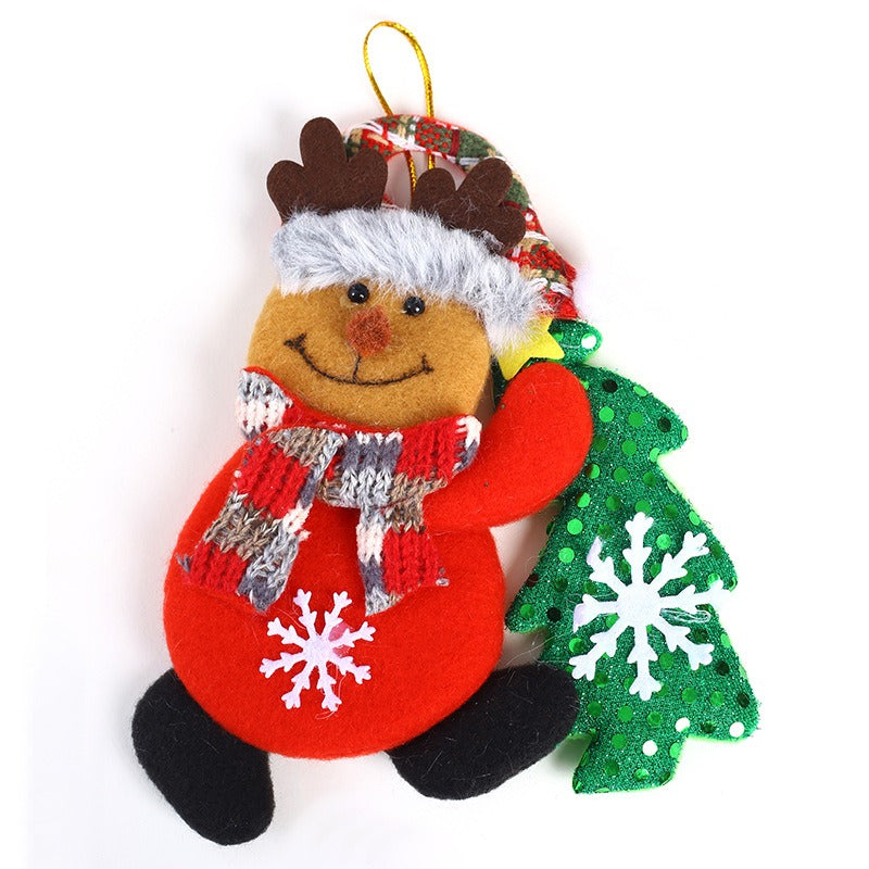 Velvet tree hugging Christmas figurines fabric ornaments and hanging gifts