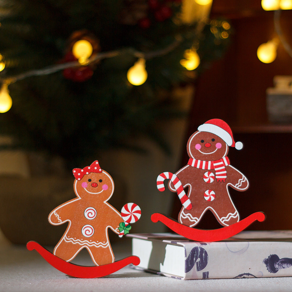 Wooden gingerbread figurine Christmas desktop ornament and gift